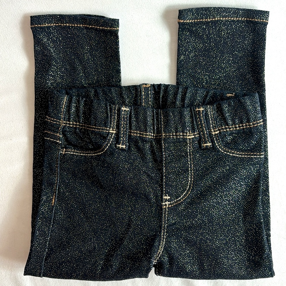 🆕Jordache Girls 2T Glitter Sparkle Dark Wash Denim Jean Style Stretch Jeggings